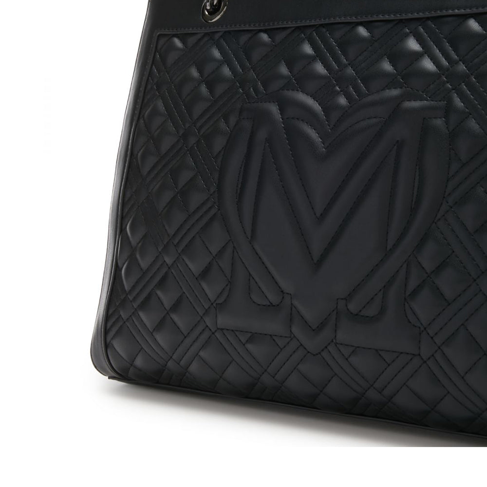 Shopping Bag Trapuntata LOVE MOSCHINO linea Quilted Nero con Logo Canna di Fucile