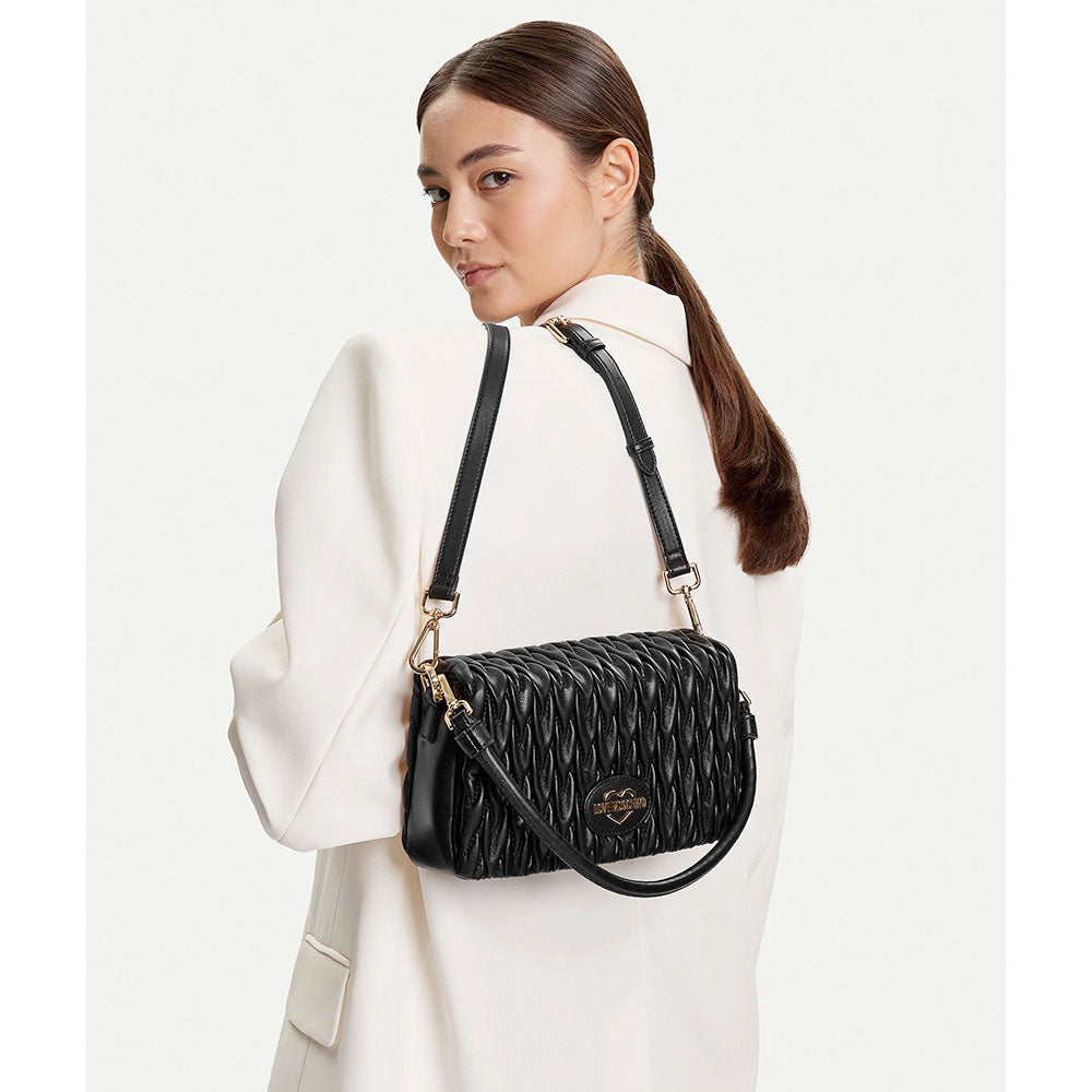 Borsa Donna a Spalla con Tracolla LOVE MOSCHINO Trapuntata Nera