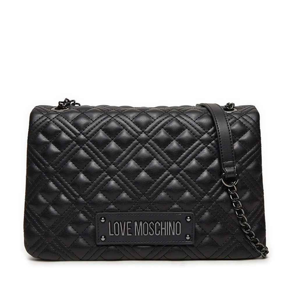 Borsa Donna a Spalla Trapuntata LOVE MOSCHINO linea Lettering Logo colore Nero con Logo Canna di Fucile