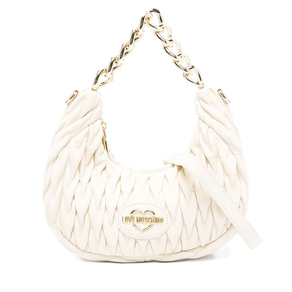 Love Moschino Schultertasche Damen – Elfenbein, Einheitsgröße, Aus Polyurethan Mit Klettverschluss