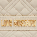 Gesteppter Damenrucksack mit Taschen LOVE MOSCHINO Love-Schriftzug Elfenbeinlinie