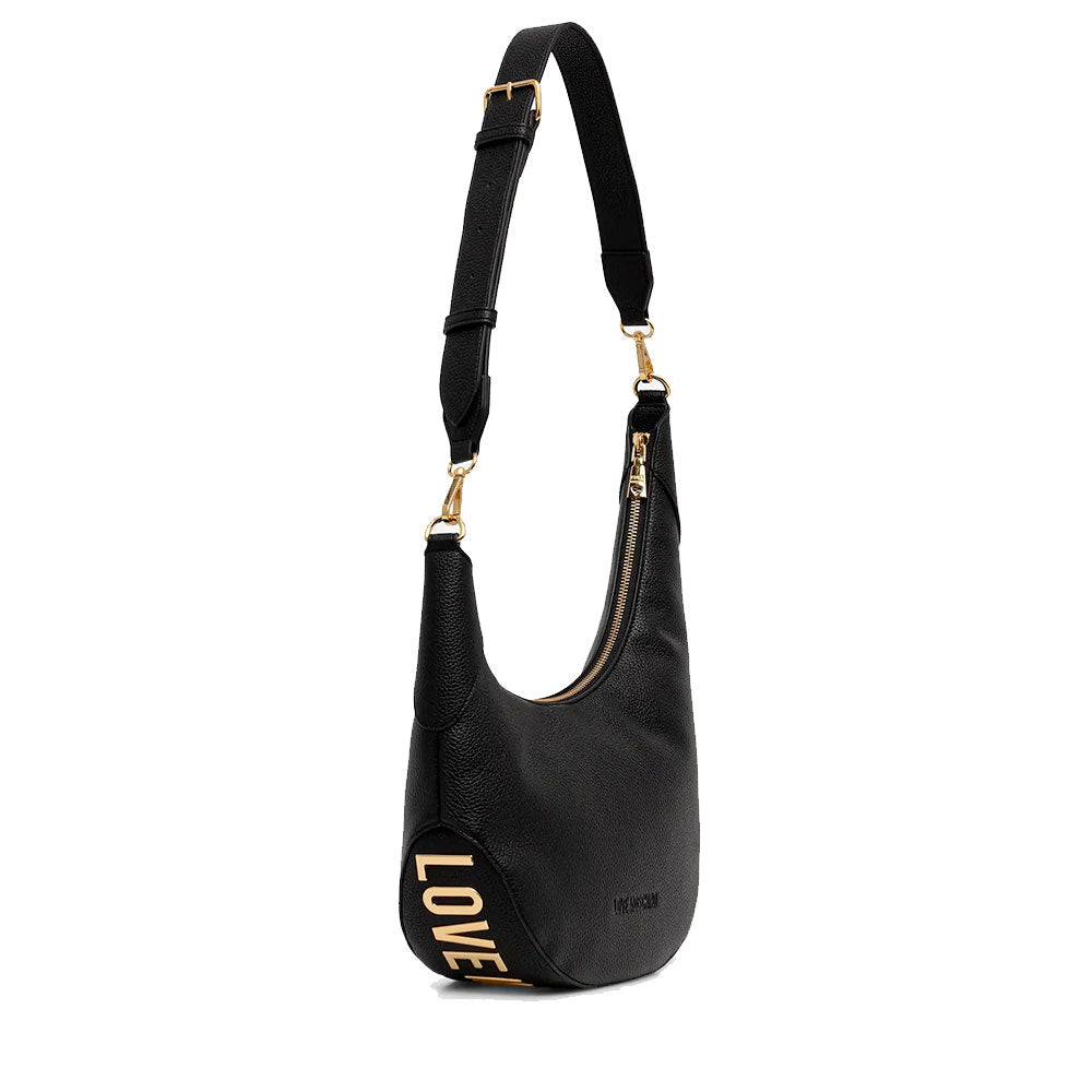 Asymmetrische Damen-Schultertasche LOVE MOSCHINO Modell Giant Logo in Schwarz