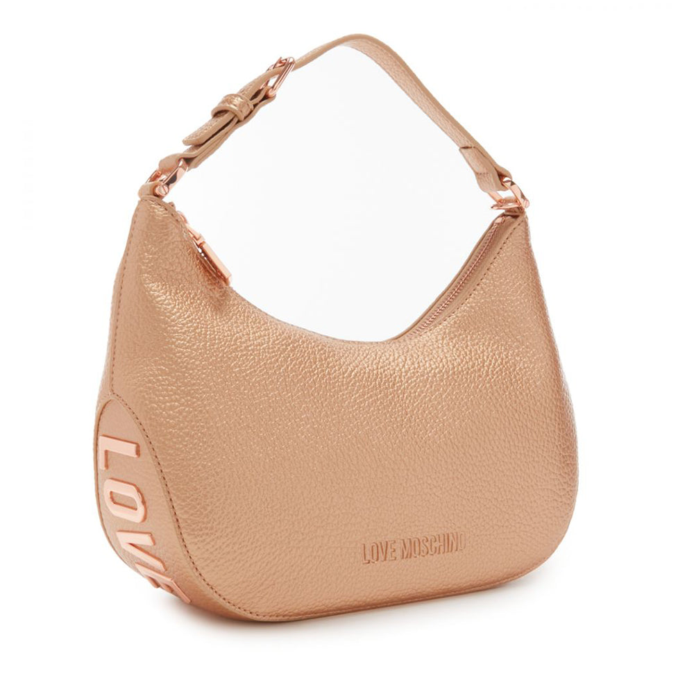 Mittelgroße Hobo-Tasche LOVE MOSCHINO Giant Logo-Linie in Roségold