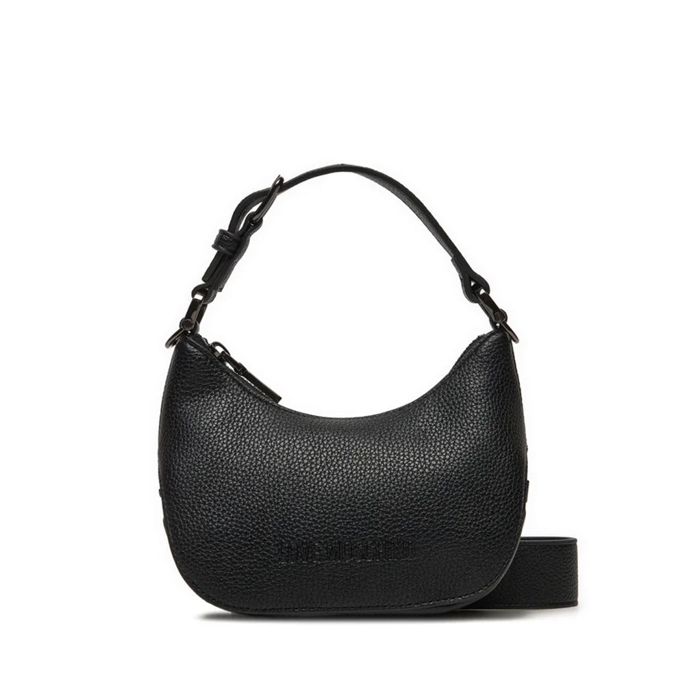 LOVE MOSCHINO GIANT LOGO LINIE 
Kleine Hobo-Tasche in Schwarz mit Gunmetal-Logo