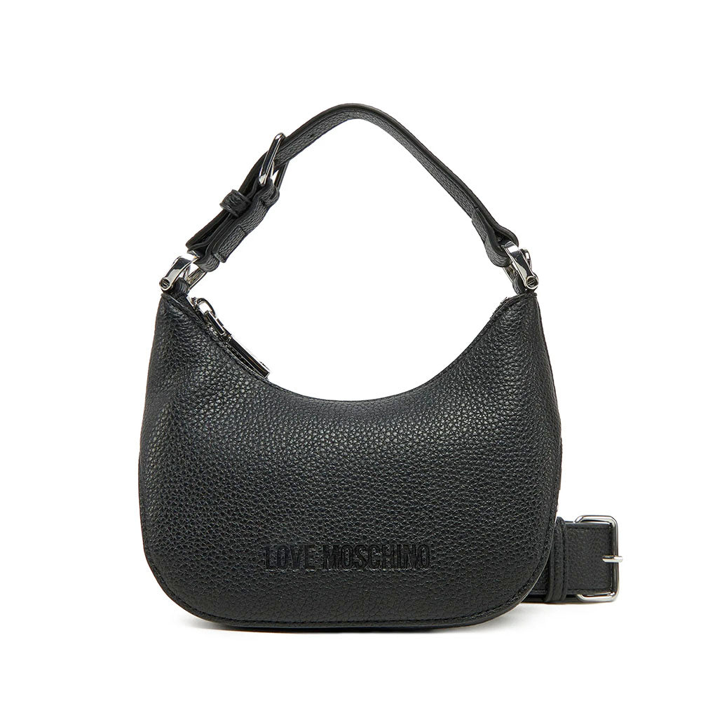 Hobo Bag Mini LOVE MOSCHINO linea Giant Logo colore Nero e Nikel