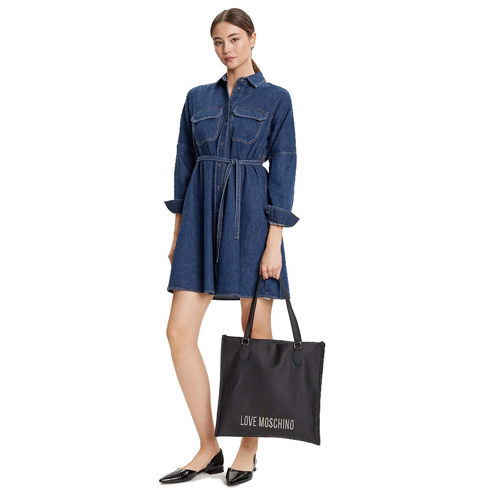Shopping Bag Verticale LOVE MOSCHINO linea Bold Bag colore Nero e Nikel