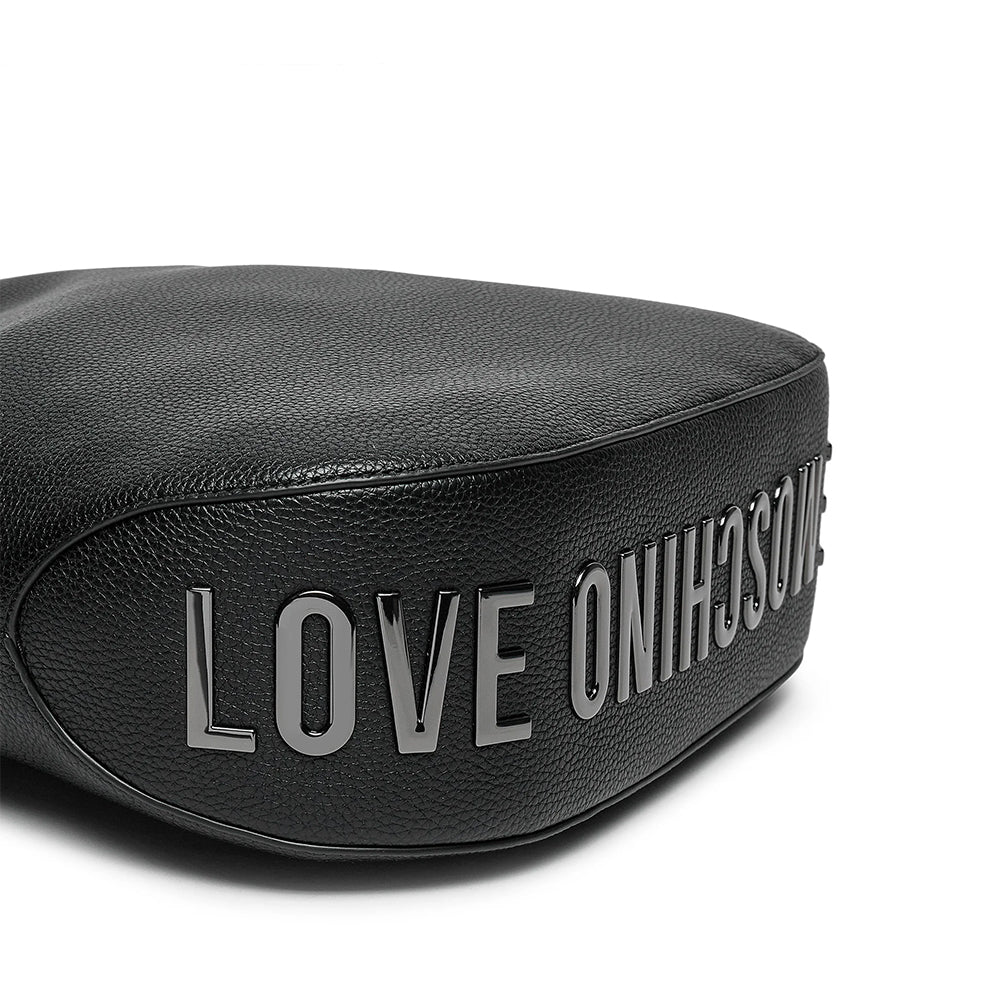 Einkaufstasche LOVE MOSCHINO Giant Logo-Linie in Schwarz mit Gunmetal-Logo