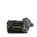 LOVE MOSCHINO Schwarze Damen-Schulter- und Umhängetasche mit Logo-Schal