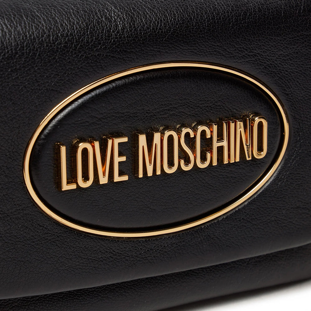 LOVE MOSCHINO Schwarze Damen-Schulter- und Umhängetasche mit Logo-Schal