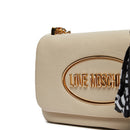 LOVE MOSCHINO Elfenbeinfarbene Damen-Schulter- und Umhängetasche mit Logo-Schal