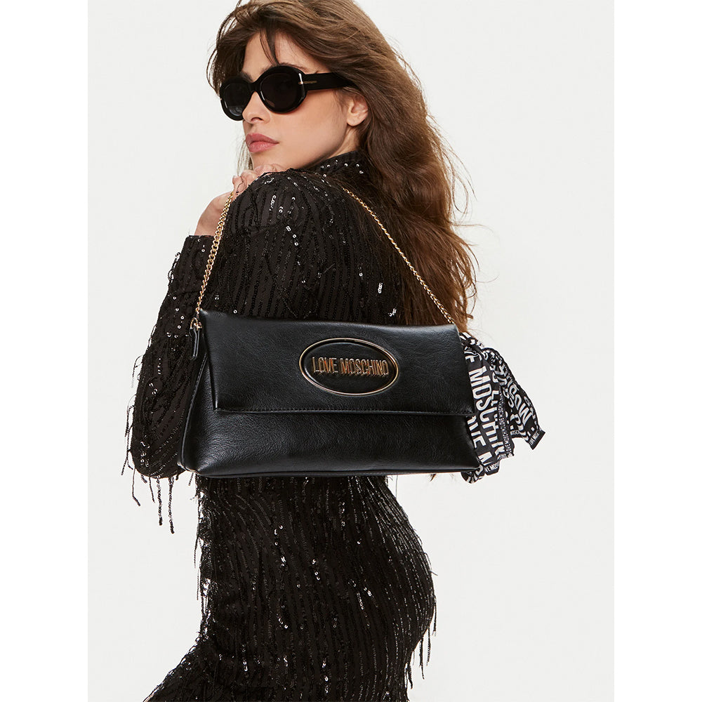 Borsa Donna a Spalla LOVE MOSCHINO Nera con Foulard Logato