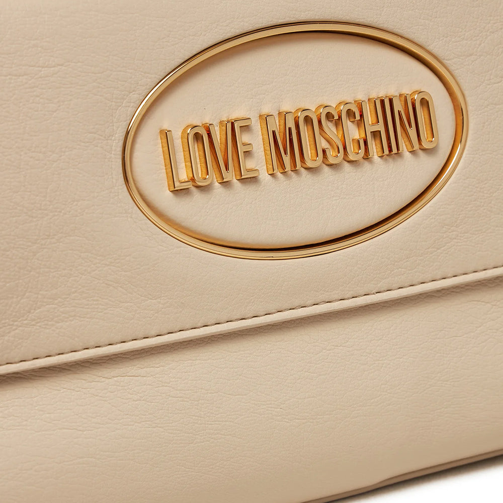 LOVE MOSCHINO Elfenbeinfarbene Damen-Umhängetasche mit Logo-Schal