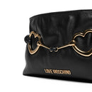 LOVE MOSCHINO Damen Clutch mit Schultergurt, Hearts Line, Schwarz