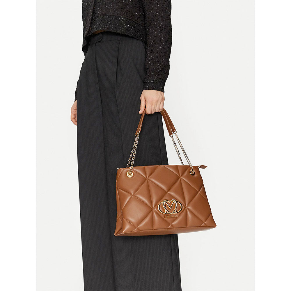 Shopping Bag Trapuntata LOVE MOSCHINO linea Embossed color Cammello