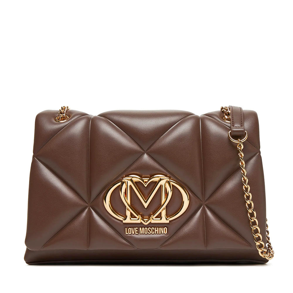 Borsa a Spalla e a Tracolla Trapuntata LOVE MOSCHINO linea Embossed Marrone