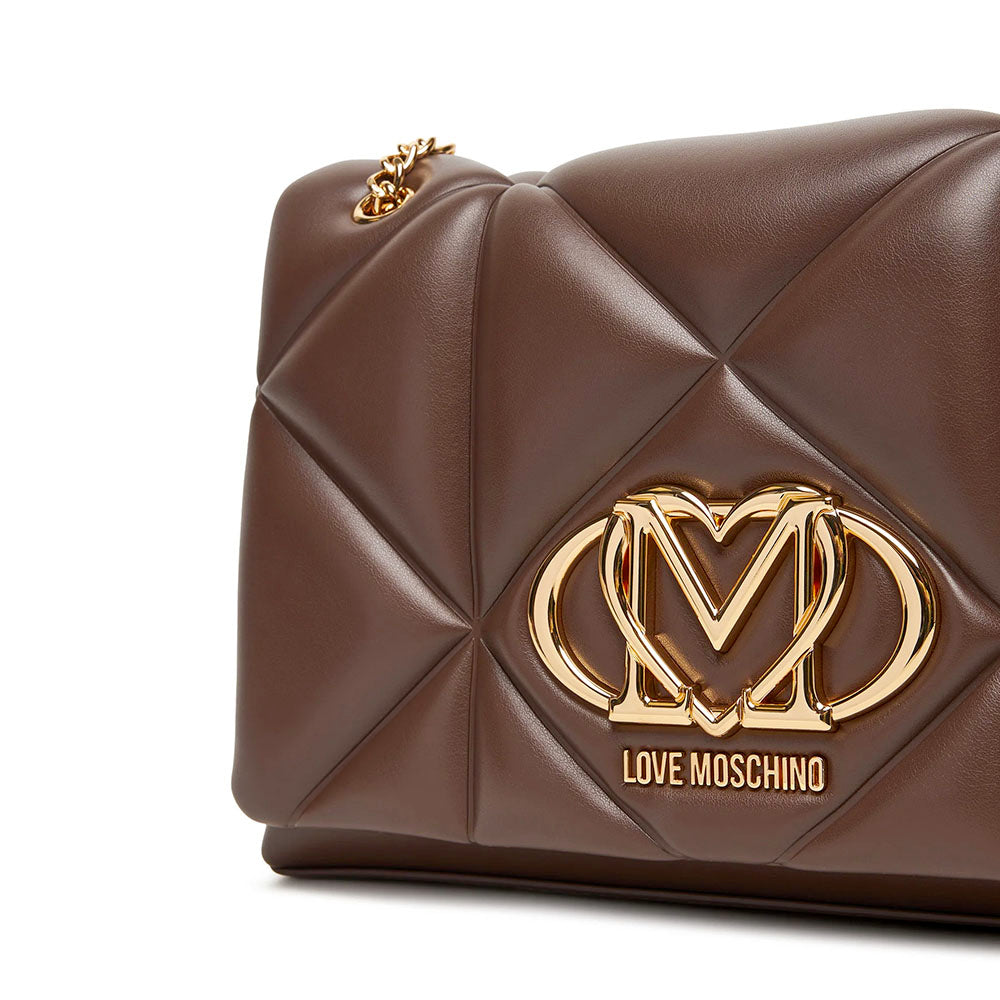 Borsa a Spalla e a Tracolla Trapuntata LOVE MOSCHINO linea Embossed Marrone