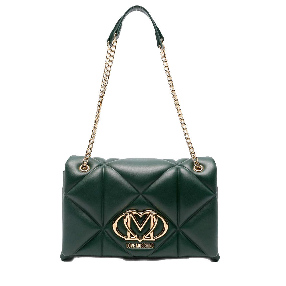 Borsa a Spalla e a Tracolla Trapuntata LOVE MOSCHINO linea Embossed Verde