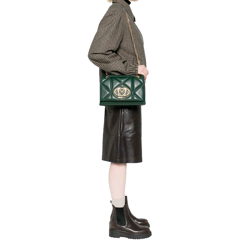 Borsa a Spalla e a Tracolla Trapuntata LOVE MOSCHINO linea Embossed Verde