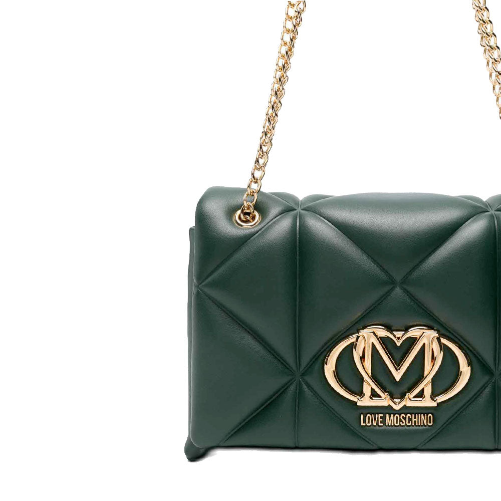 Borsa a Spalla e a Tracolla Trapuntata LOVE MOSCHINO linea Embossed Verde