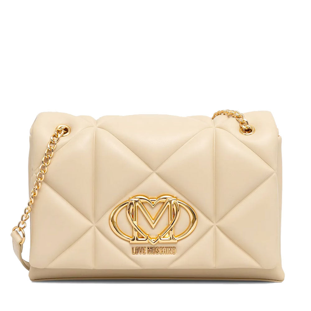 Borsa a Spalla e a Tracolla Trapuntata LOVE MOSCHINO linea Embossed color Burro