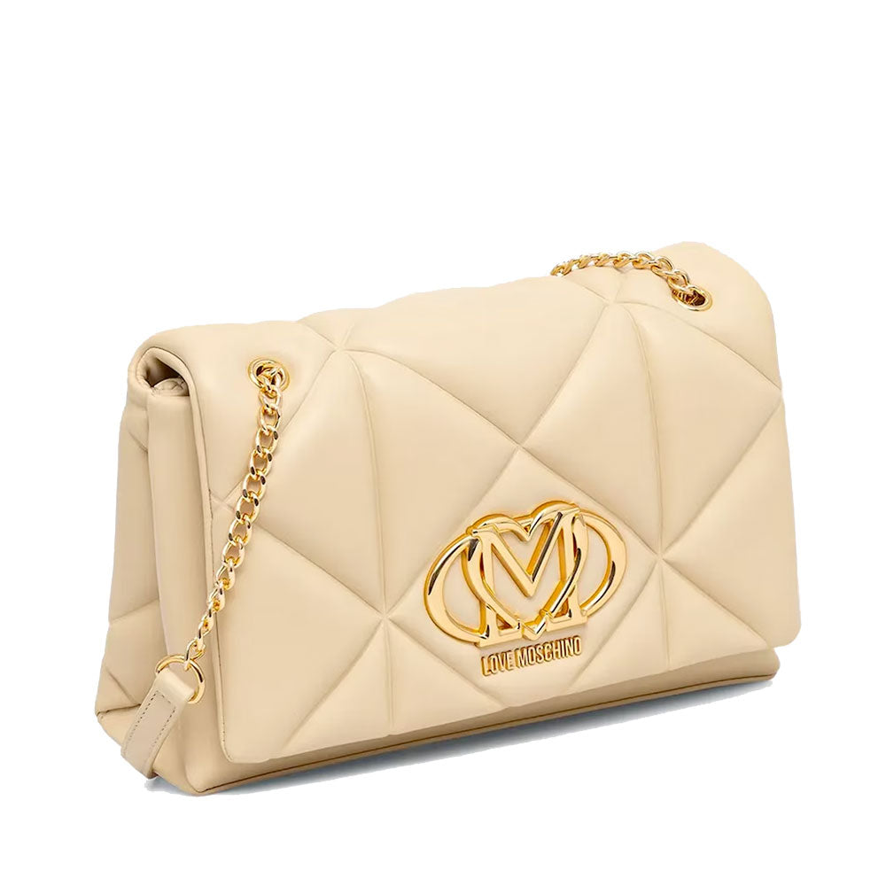 Borsa a Spalla e a Tracolla Trapuntata LOVE MOSCHINO linea Embossed color Burro
