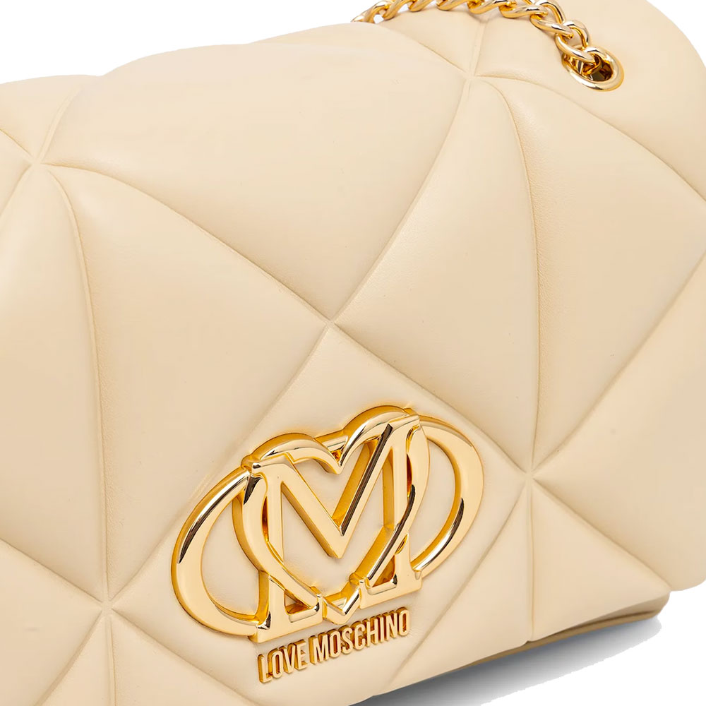 Borsa a Spalla e a Tracolla Trapuntata LOVE MOSCHINO linea Embossed color Burro