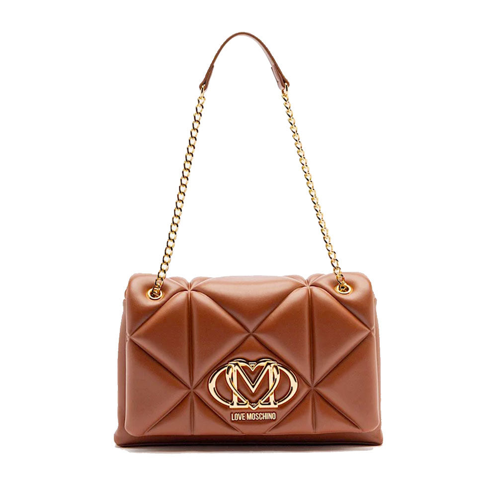 Borsa a Spalla e a Tracolla Trapuntata LOVE MOSCHINO linea Embossed color Castagna