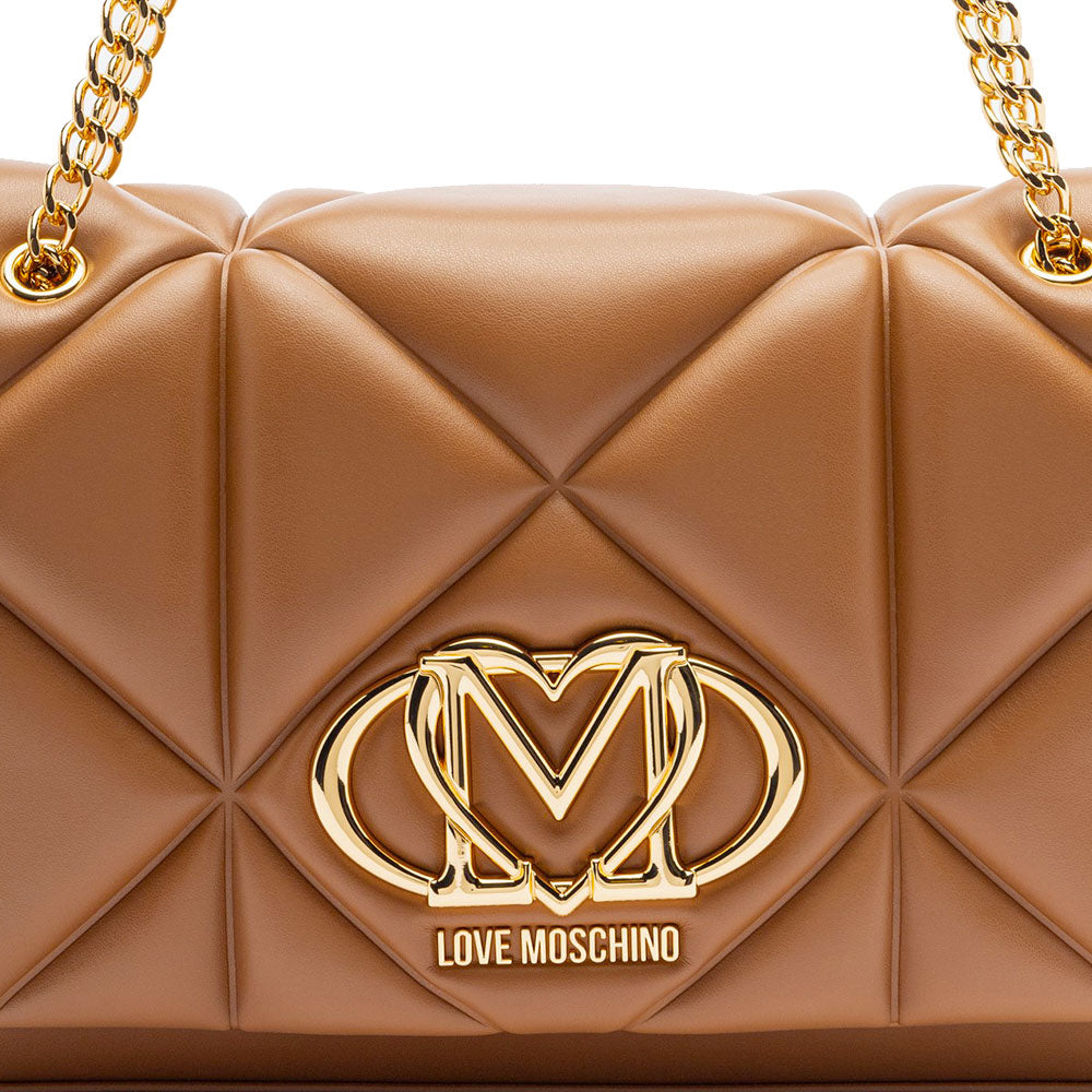 Gesteppte Damen-Schulter- und Umhängetasche LOVE MOSCHINO Modell Embossed in Kastanienbraun