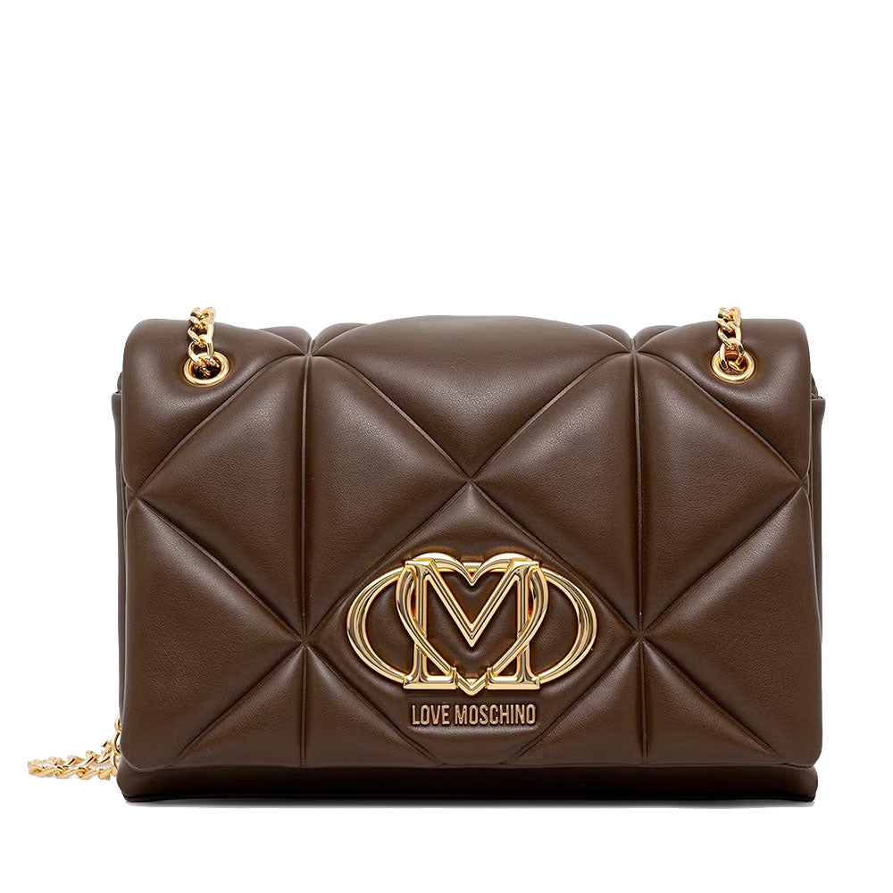 Borsa a Spalla e a Tracolla Trapuntata LOVE MOSCHINO linea Embossed Marrone