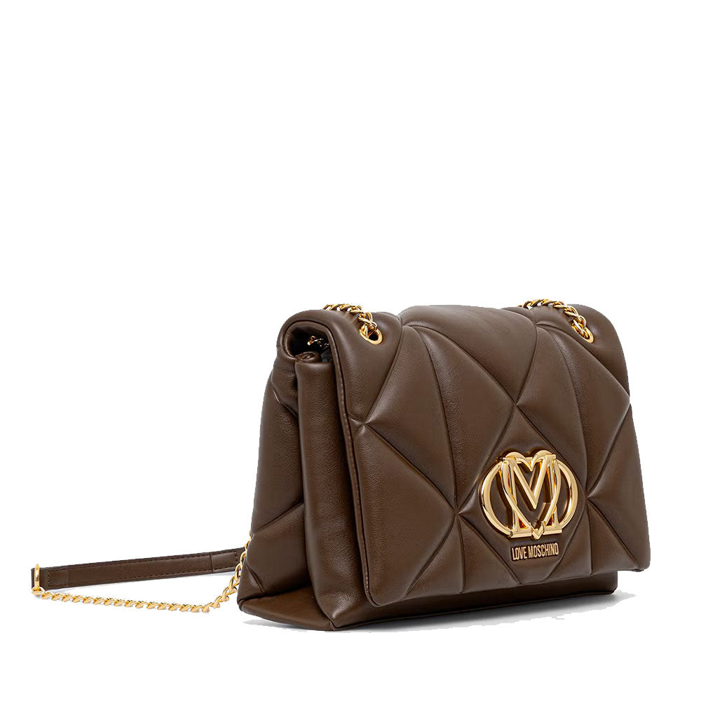 Borsa a Spalla e a Tracolla Trapuntata LOVE MOSCHINO linea Embossed Marrone