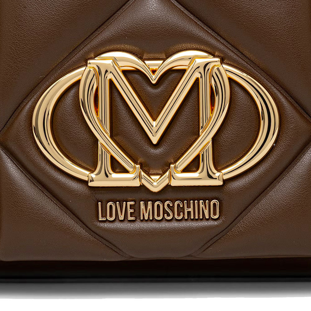 Borsa a Spalla e a Tracolla Trapuntata LOVE MOSCHINO linea Embossed Marrone