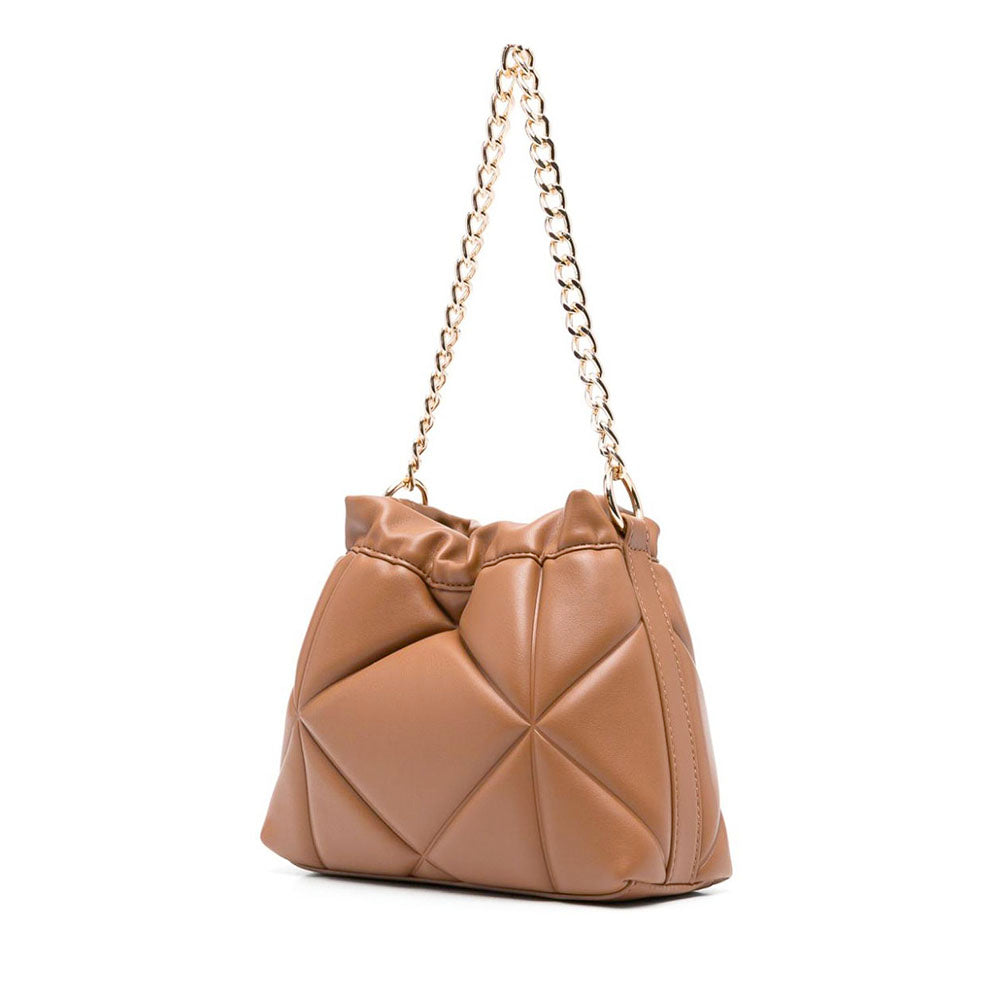 LOVE MOSCHINO Geprägte, gesteppte Beuteltasche in Kamel