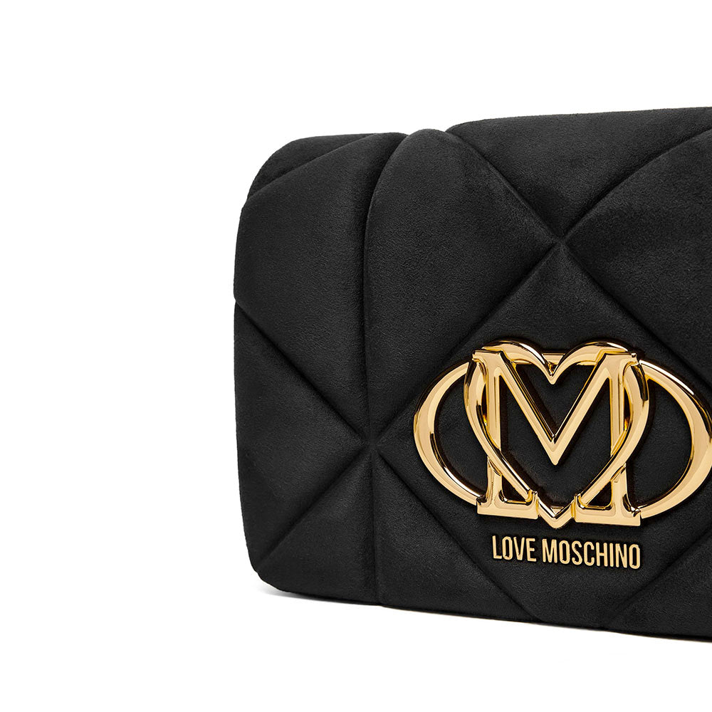 Clutch con Tracolla LOVE MOSCHINO in Tessuto Soft Nero