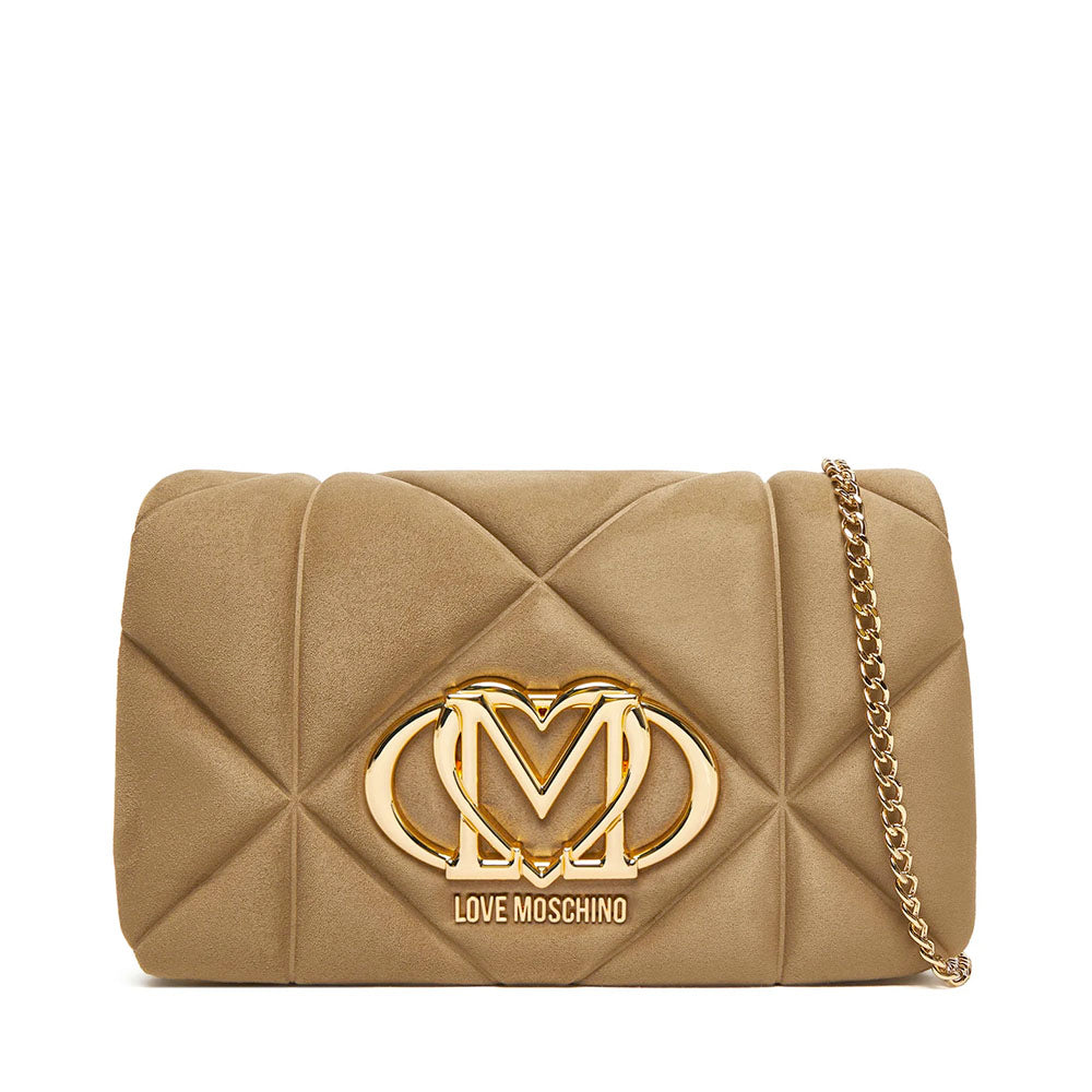 Clutch con Tracolla LOVE MOSCHINO in Tessuto Soft color Sabbia