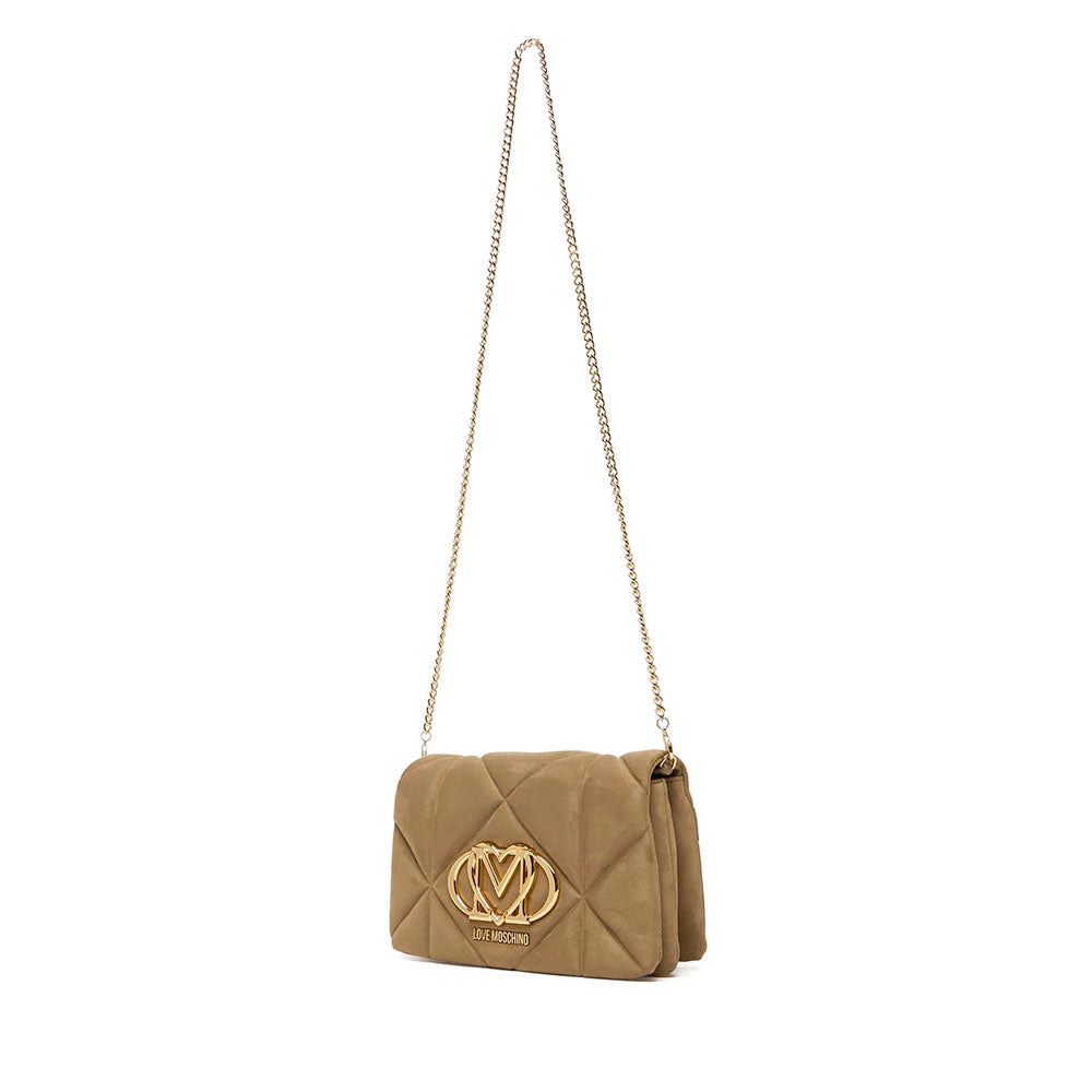 Clutch con Tracolla LOVE MOSCHINO in Tessuto Soft color Sabbia