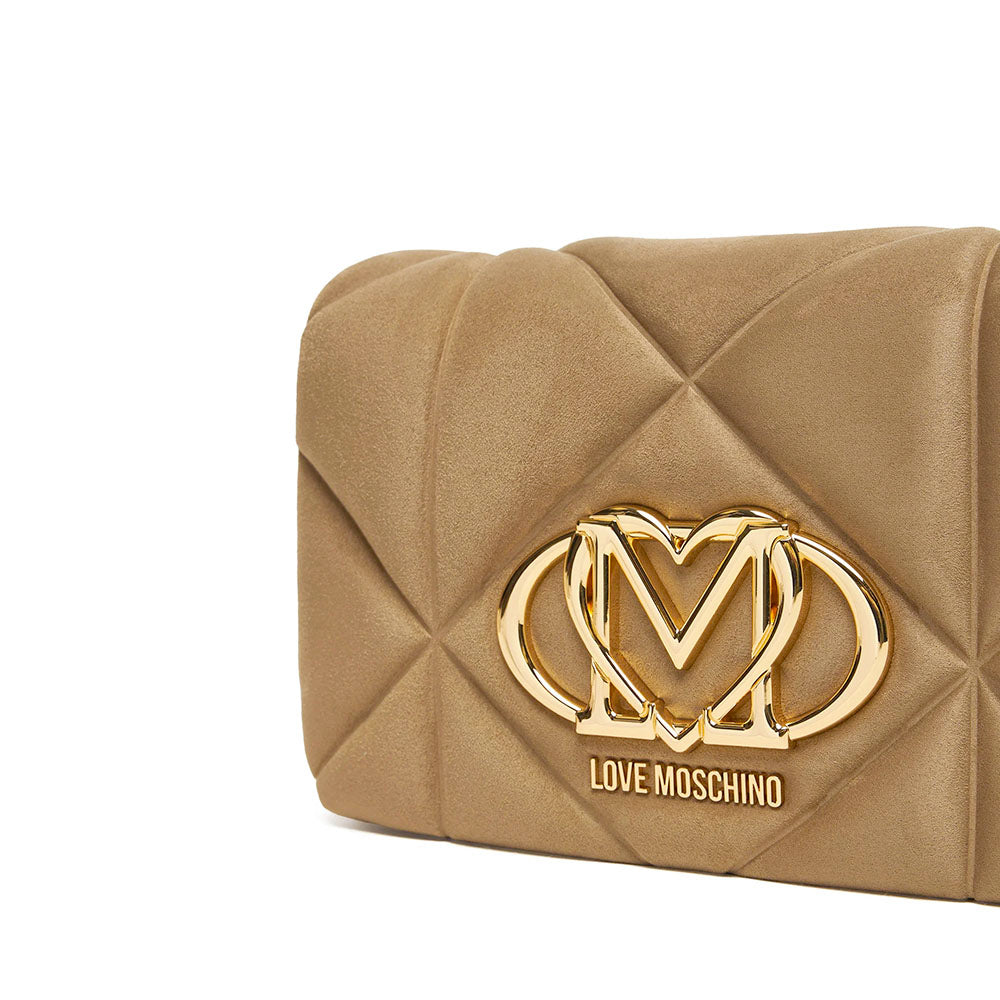 Clutch con Tracolla LOVE MOSCHINO in Tessuto Soft color Sabbia
