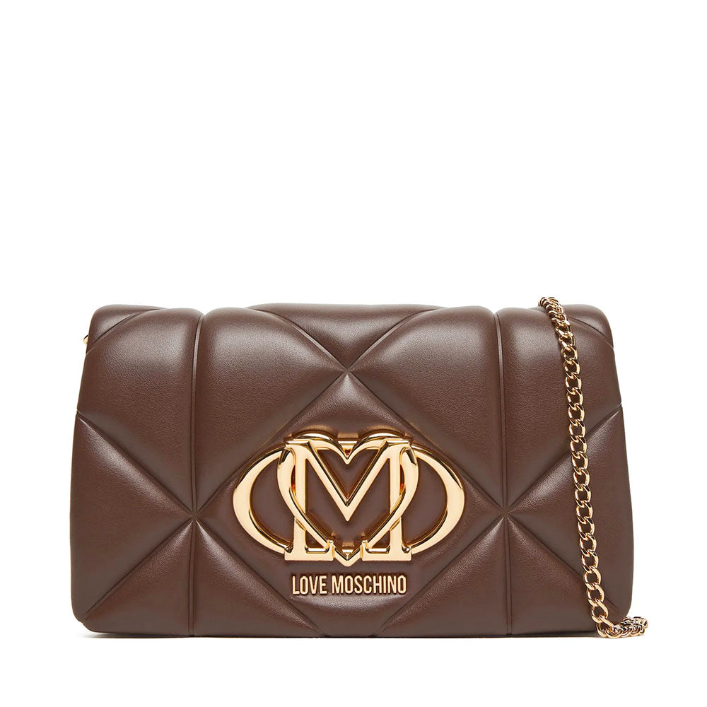Clutch Trapuntata con Tracolla LOVE MOSCHINO linea Embossed Marrone
