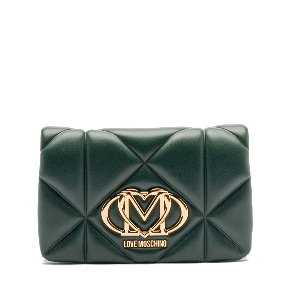 Clutch Trapuntata con Tracolla LOVE MOSCHINO linea Embossed Verde