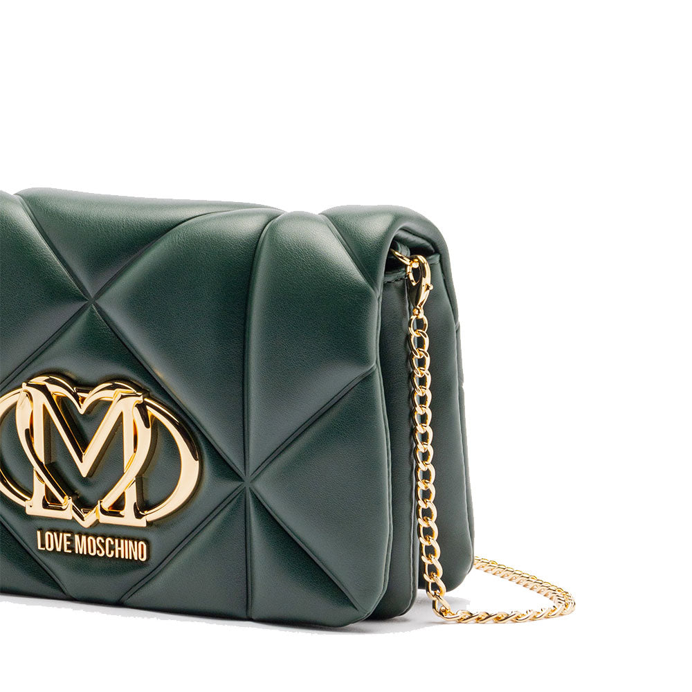 Clutch Trapuntata con Tracolla LOVE MOSCHINO linea Embossed Verde