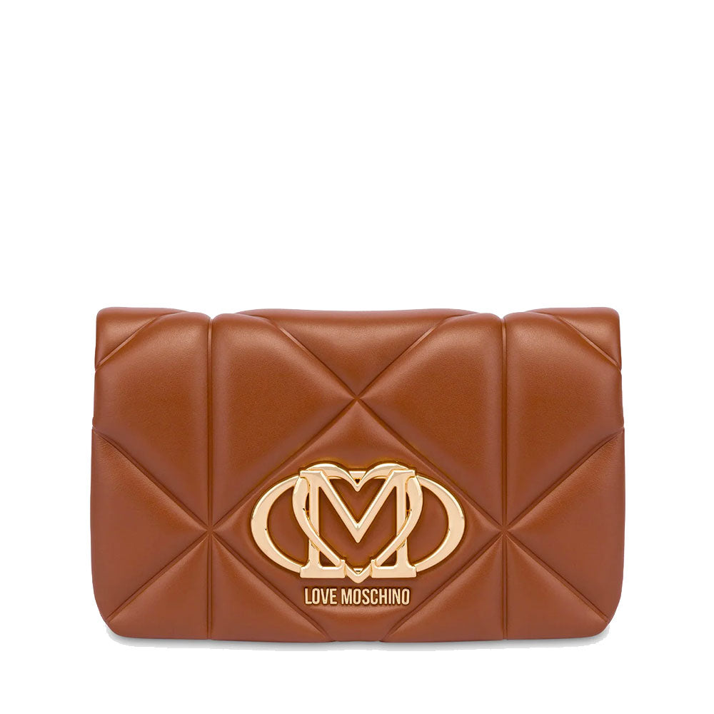 Clutch Trapuntata con Tracolla LOVE MOSCHINO linea Embossed color Castagna