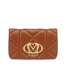 Gesteppte Clutch mit Umhängeriemen LOVE MOSCHINO Modell Embossed in Kastanienbraun