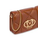 Gesteppte Clutch mit Umhängeriemen LOVE MOSCHINO Modell Embossed in Kastanienbraun