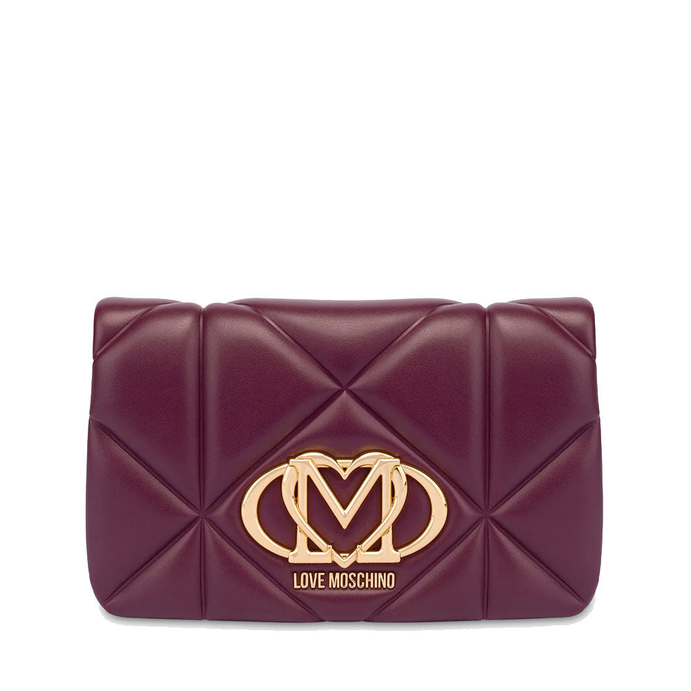 Clutch Trapuntata con Tracolla LOVE MOSCHINO linea Embossed color Vino