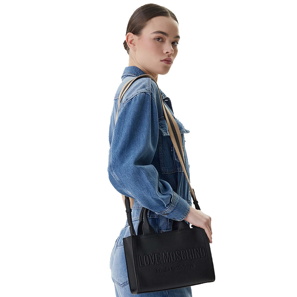 Borsa Donna a Mano LOVE MOSCHINO in Ecopelle Nera