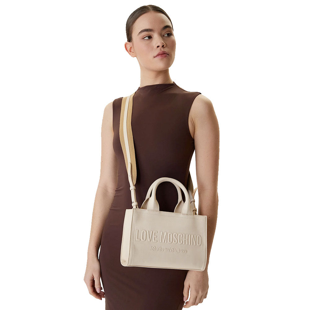 Borsa Donna a Mano LOVE MOSCHINO in Ecopelle Avorio