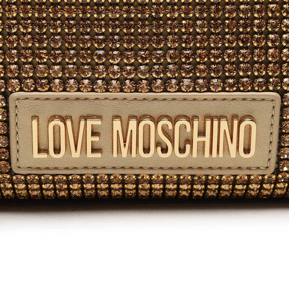 Damen-Schulter- und Umhängetasche LOVE MOSCHINO Bling Bling Goldlinie mit Strasssteinen