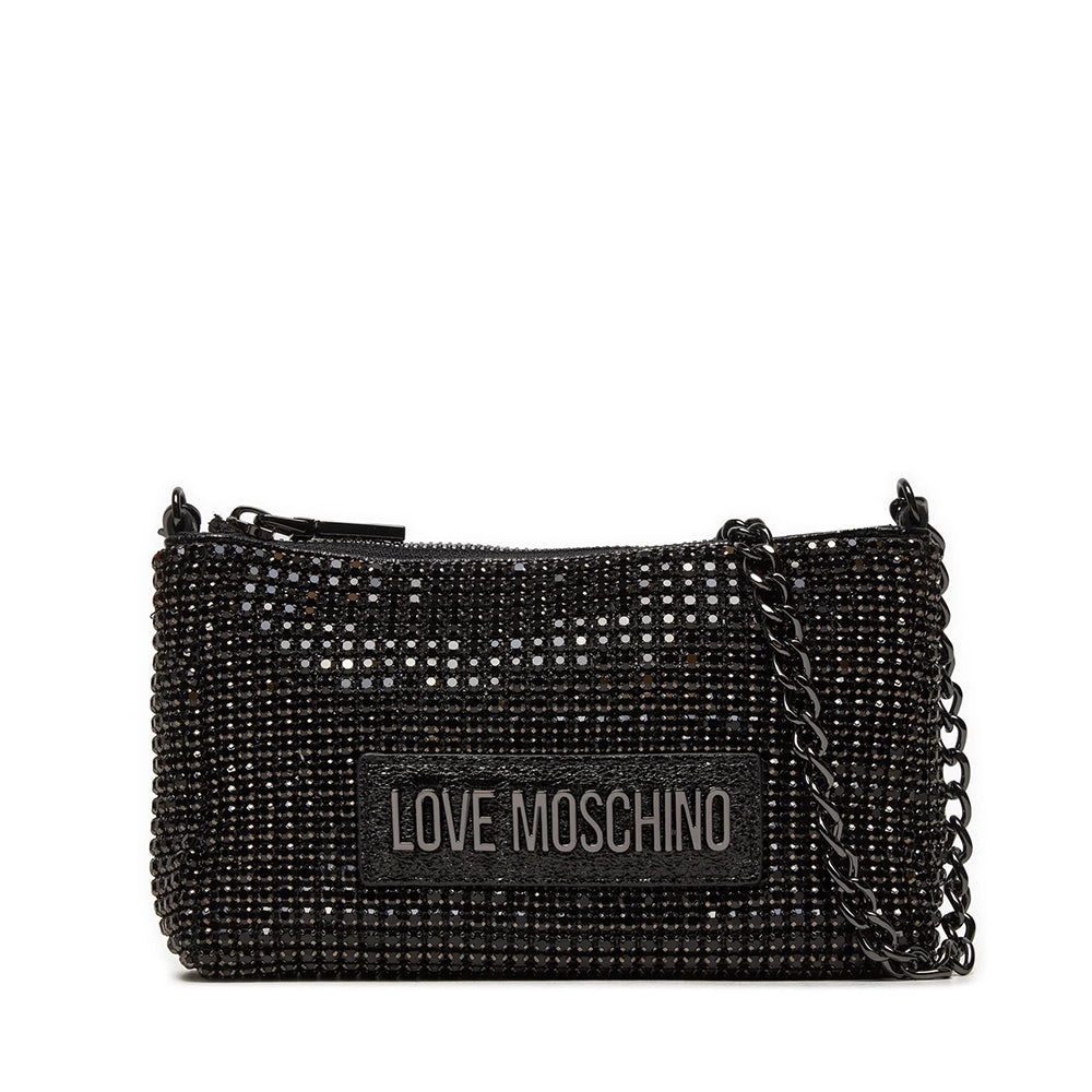 LOVE MOSCHINO Damen Clutch Bag Bling Bling Schwarze Linie mit Strasssteinen