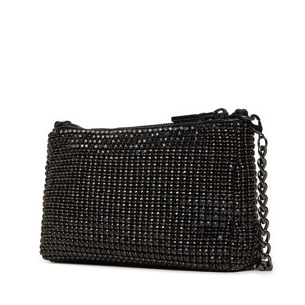 LOVE MOSCHINO Damen Clutch Bag Bling Bling Schwarze Linie mit Strasssteinen