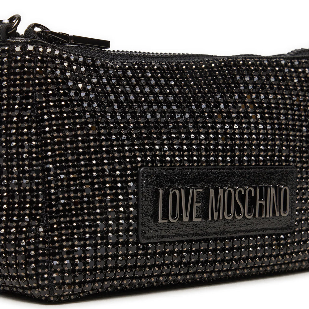 LOVE MOSCHINO Damen Clutch Bag Bling Bling Schwarze Linie mit Strasssteinen