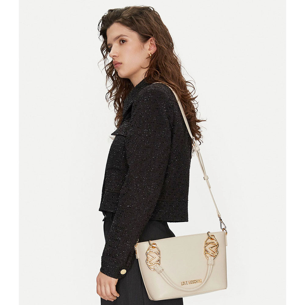 Borsa Donna a Mano con Tracolla LOVE MOSCHINO linea Jewel Avorio